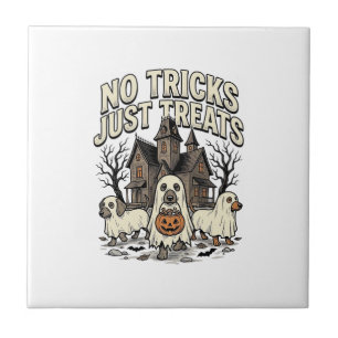 No Tricks Just Treats Halloween Dachshund Ghost De Ceramic Tile
