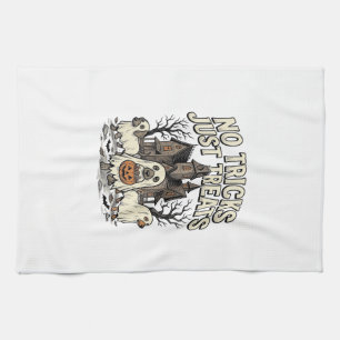 No Tricks Just Treats Halloween Dachshund Ghost De Tea Towel