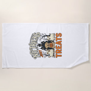 No Tricks Just Treats Halloween Dog Ghost Shirt_1 Beach Towel