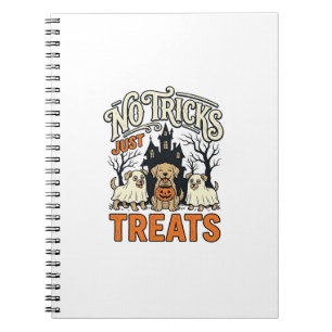 No Tricks Just Treats Halloween Dog Ghost Shirt_1 Notebook