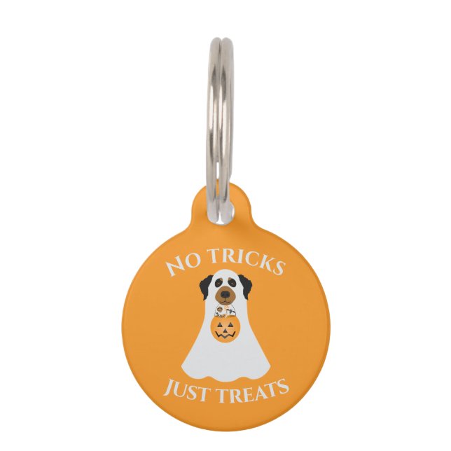 No Tricks Just Treats Halloween Dog Pet Tag (Front)