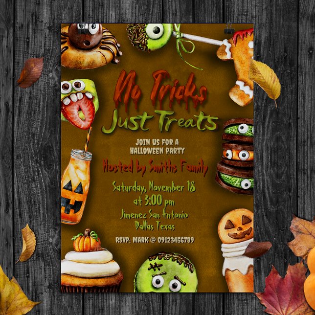 No Tricks Just Treats - Halloween Party  Invitation (No Tricks Just Treats - Halloween Party Invitation)