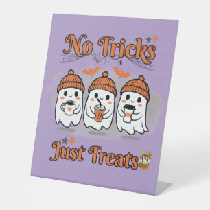 No Tricks Just Treats Halloween Pedestal Sign