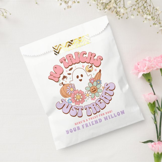 No Tricks Just Treats Halloween Retro Groovy Ghost Favour Bag (Sealed)