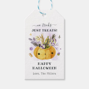 No Tricks Just Treats Jack-o'-lantern Halloween Gift Tags
