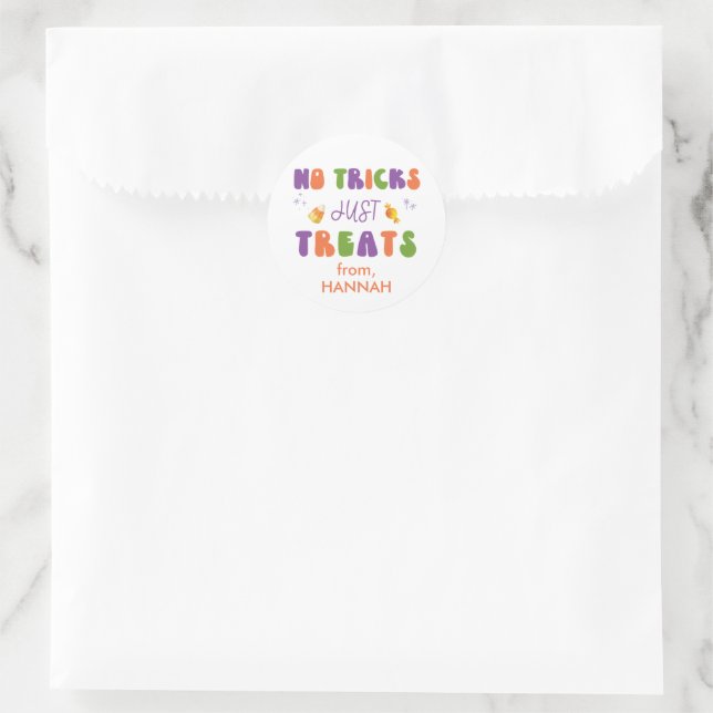 No Tricks Just Treats Retro Halloween Gift Sticker (Bag)
