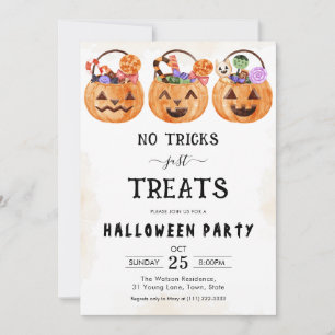No tricks just treats  spooky Halloween party Invitation