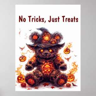 No Tricks, Just Treats. Teddy bear. Halloween  Poster