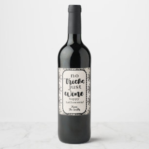 No Tricks Just Wine Beige Black Webs Label