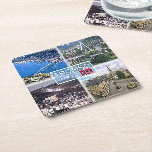 NO Tromso - Aerial View - Artic Cathedral - Square Paper Coaster