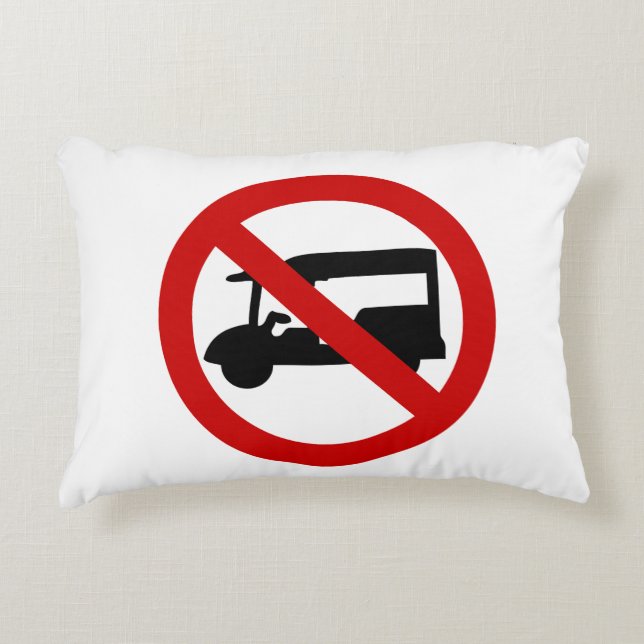 NO Tuk-Tuk TAXI ⚠ Thai Road Sign ⚠ Decorative Cushion (Front)