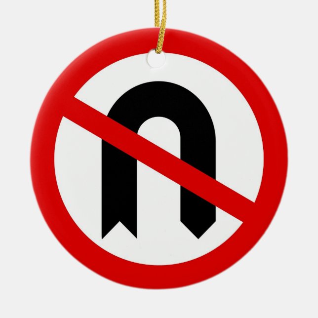 No U Turn Ceramic Tree Decoration (Front)