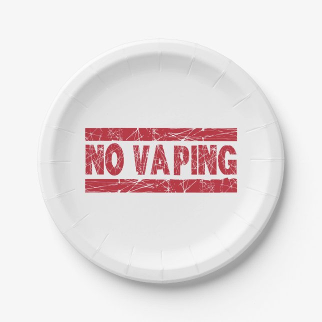 No Vaping Red Ink Stamp Paper Plate (Front)