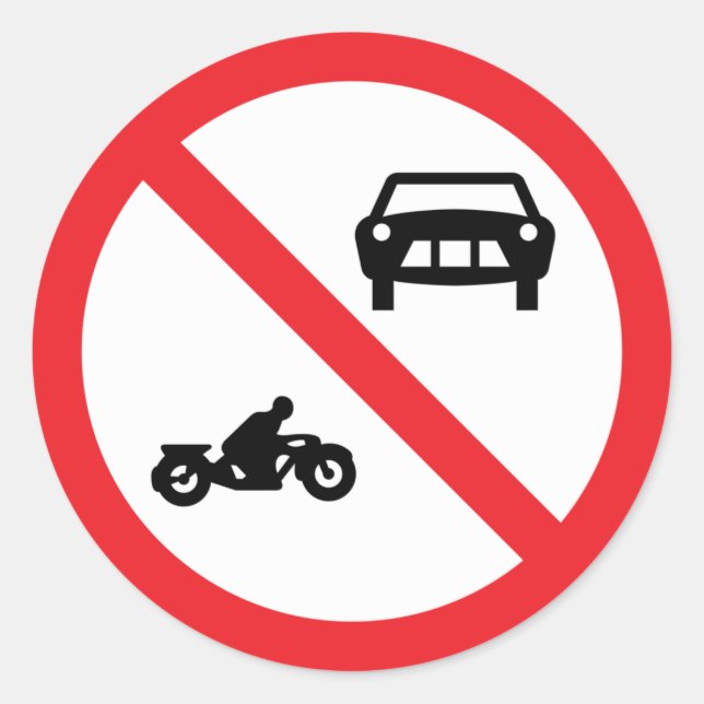 No Vehicles Road Sign Classic Round Sticker (Front)