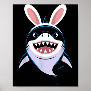 No Visible Text Detected Funny Shark Easter Costum Poster