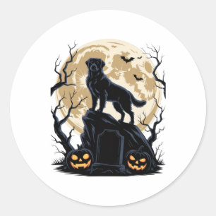 No Visible Text Detected. Spooky Halloween Dog Lov Classic Round Sticker