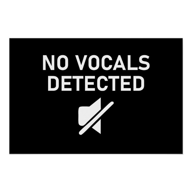 No Vocals Detected Minimal Audio Design Poster (Front)