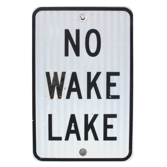 "No Wake Lake" Sign Magnet (Vertical)