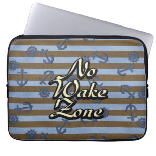 No Wake Zone Nautical Ship Anchors And Wheels Laptop Sleeve