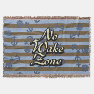 No Wake Zone Nautical Ship Anchors And Wheels Throw Blanket