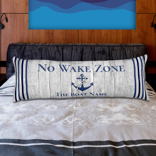 No Wake Zone Navy Anchor Rope Nautical Body Cushion