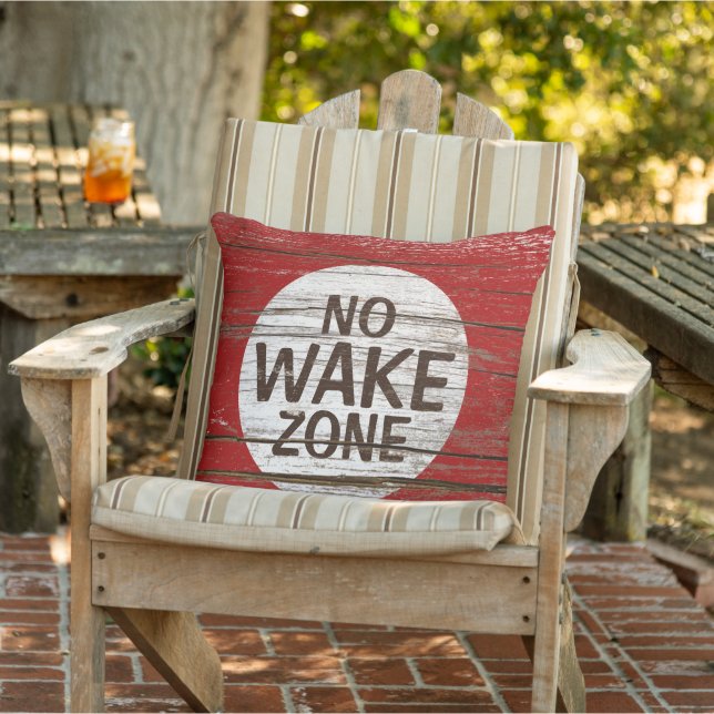 No Wake Zone Sign Weathered Wooden Planks Pattern Cushion (Chair)