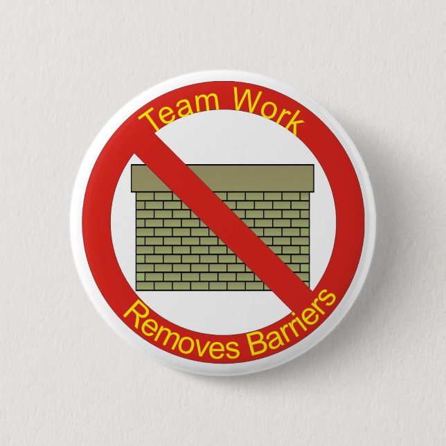 No WallsTeamwork Removes Barriers 6 Cm Round Badge (Front)