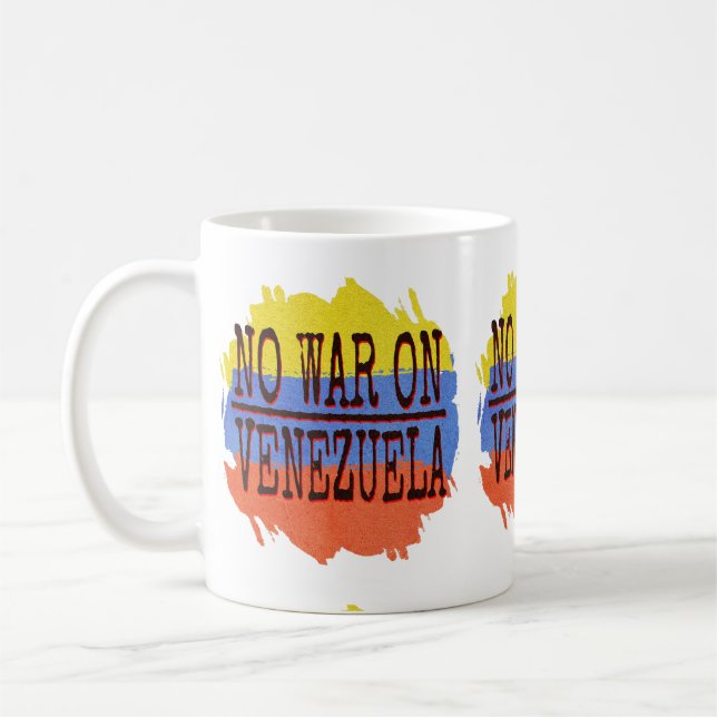No War on Venezuela Peace Typography | Anti War -P Coffee Mug (Left)