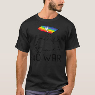 No War Peace Movement World Peace Flag Cat T-Shirt