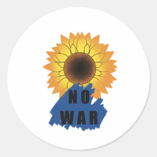 NO WAR. STOP. Sunflower Classic Round Sticker