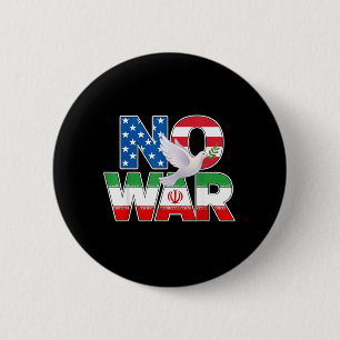 No War Vintage Dove Iran USA Flag 6 Cm Round Badge