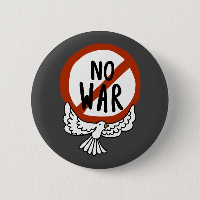No War With Dove 6 Cm Round Badge (Front)