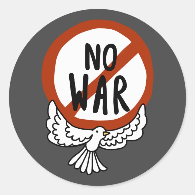 No War With Dove Classic Round Sticker (Front)
