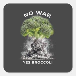 NO WAR YES BROCCOLI SQUARE STICKER