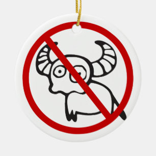 NO Water Buffalo ⚠ Funny Asian Thai Sign ⚠ Ceramic Ornament