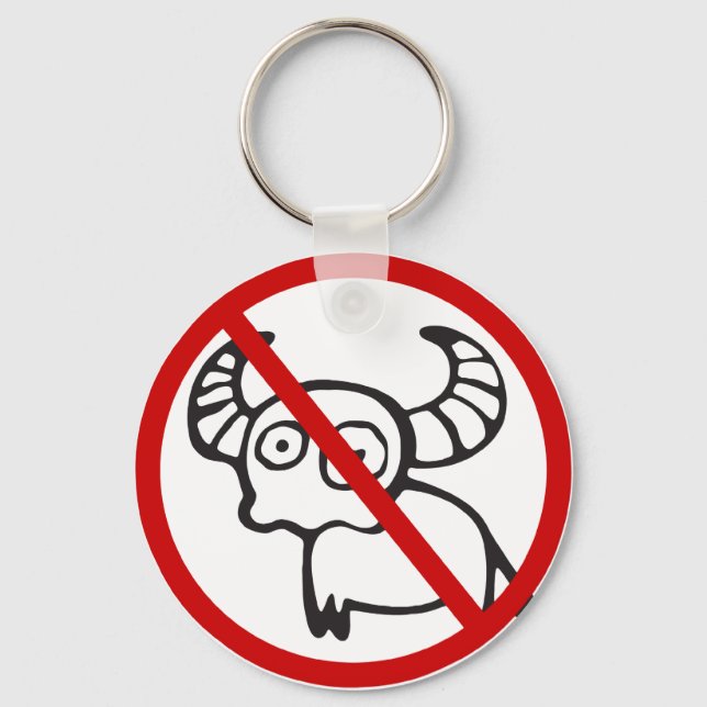 NO Water Buffalo ⚠ Funny Asian Thai Sign ⚠ Key Ring (Front)