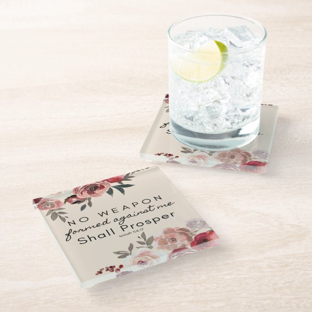 No Weapon Formed Against Me Shall Prosper Coaster (Angled)