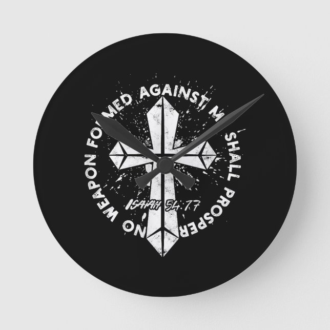 No Weapon Formed Against me shall prosper Faith in Round Clock (Front)
