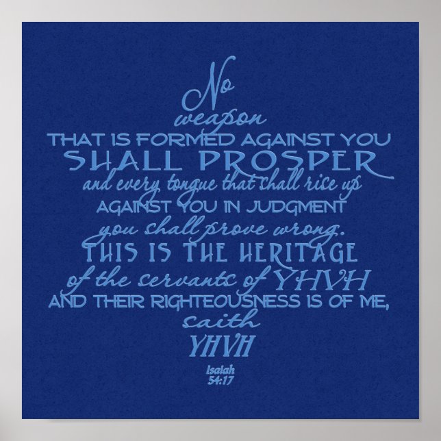 No Weapon Star of David Blue on Blue Poster (Front)