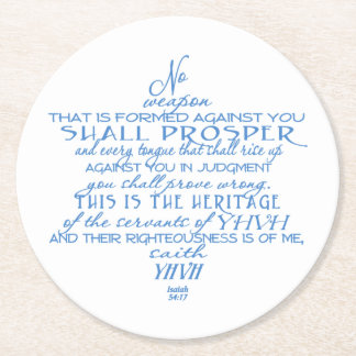 No Weapon Star of David Round Paper Coaster