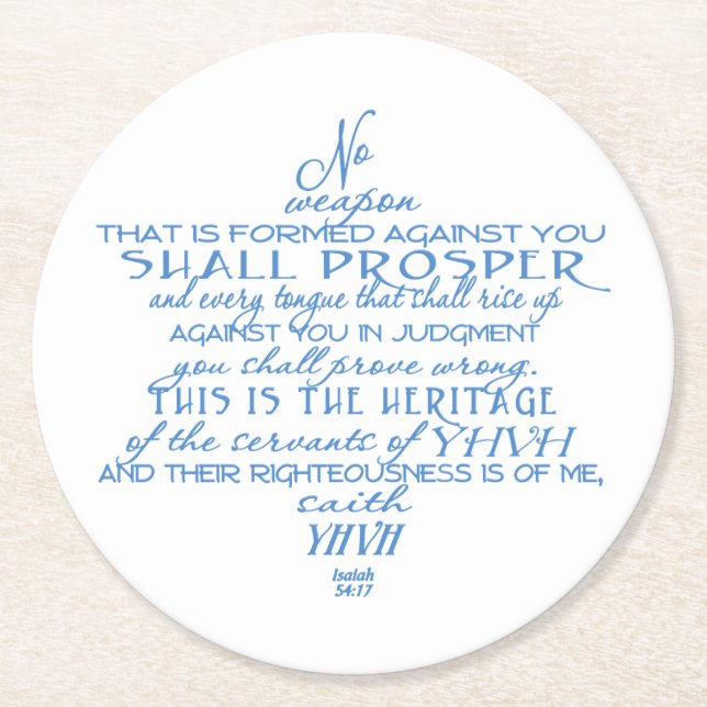 No Weapon Star of David Round Paper Coaster (Front)