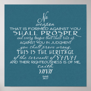 No Weapon Star of David Teal Poster