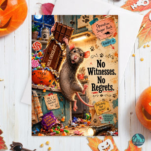 No Witnesses No Regrets Funny Rat Halloween Holiday Card