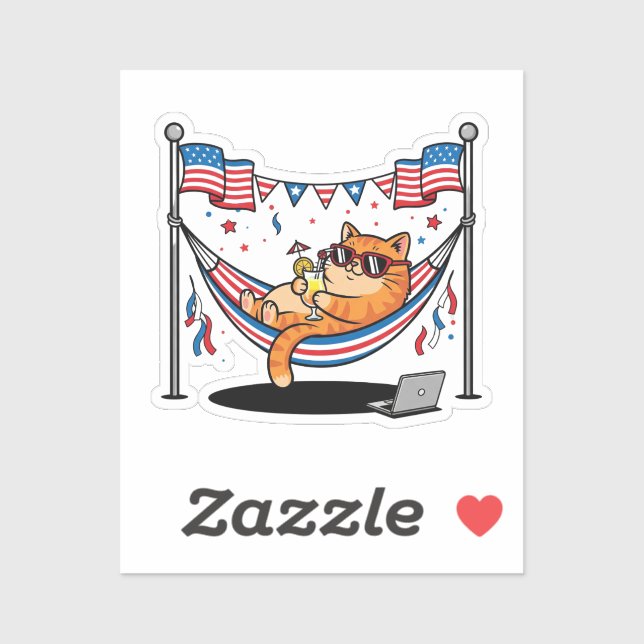 No Work, All Purr – Lazy Patriotic Cat (Sheet)