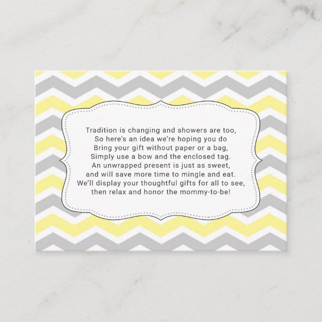 No wrap baby shower insert card, neutral gender (Front)