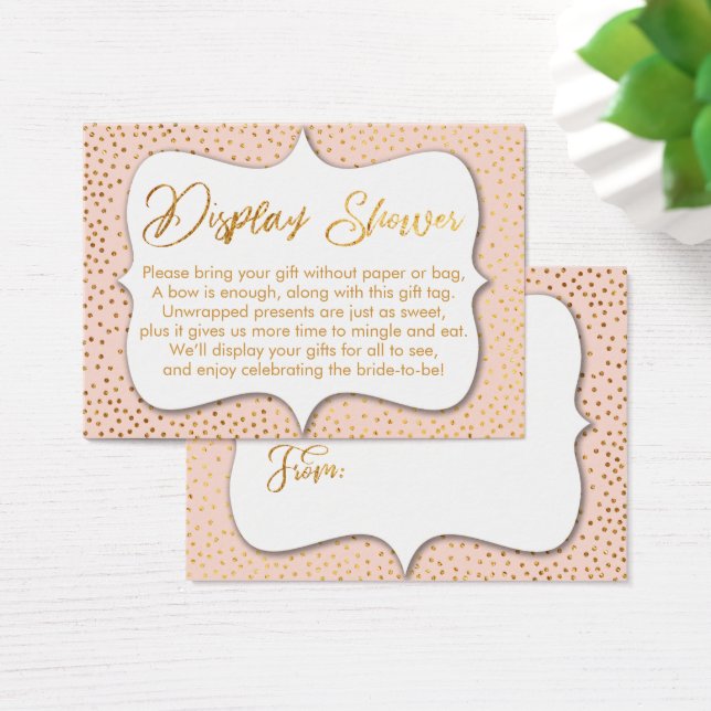 No Wrap Bridal Shower Gold Confetti & Pink Card (Desk)