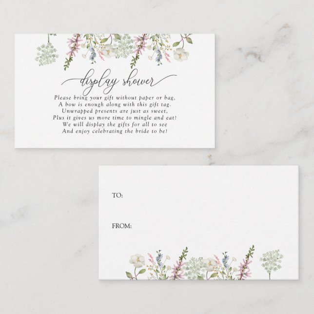 No Wrap Display Shower | Chic Wildflower Enclosure Card (Front/Back)