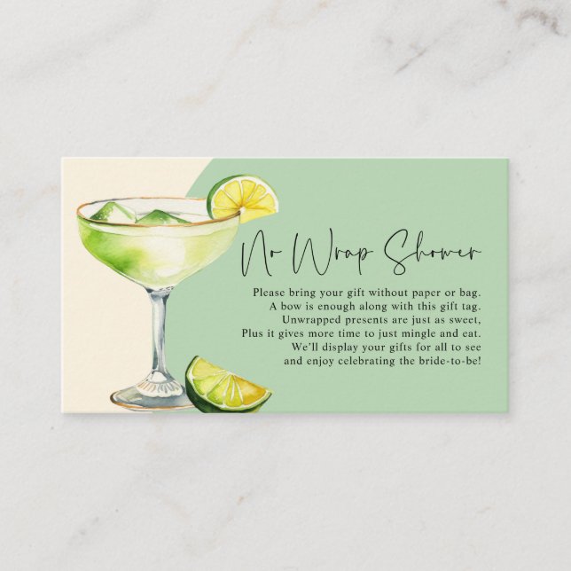 No Wrap Shower Margs and Matrimony Gift Enclosure Card (Front)