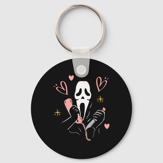 No You Hang Up First Ghost Calling Halloween  Key Ring (Front)