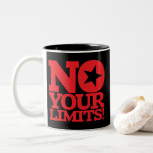 No Your Limits! Red Text Black BG Two-Tone Coffee Mug